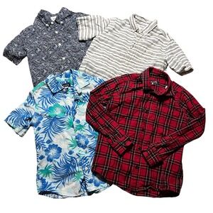 Boys Button Up Shirts Lot Old Navy Place Short Sleeve Casual Summer Size 7 8